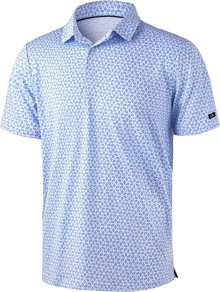 Obla Mens Golf Polo Shirts Short Sleeve Dry Fit Performance Moisture Wicking Casual Print Collare... | Amazon (US)
