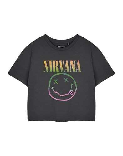 Nirvana Rainbow Logo Womens Grey Cropped Short Sleeved T-Shirt | Amazon (US)
