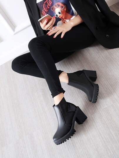 Splicing Design Chunky Chelsea Boots | SHEIN