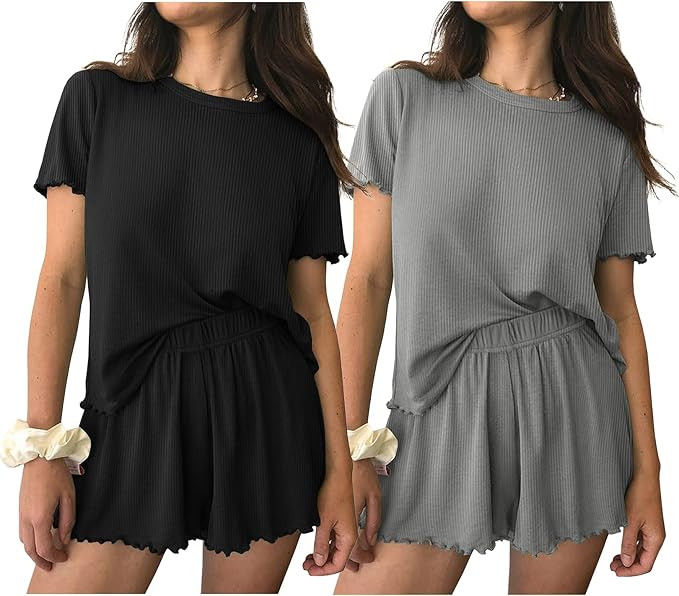 Ekouaer 2 Packs Womens Pajama Set Short Sleeve Sleepwear Soft Top and Shorts Pjs Casual Outfits L... | Amazon (US)