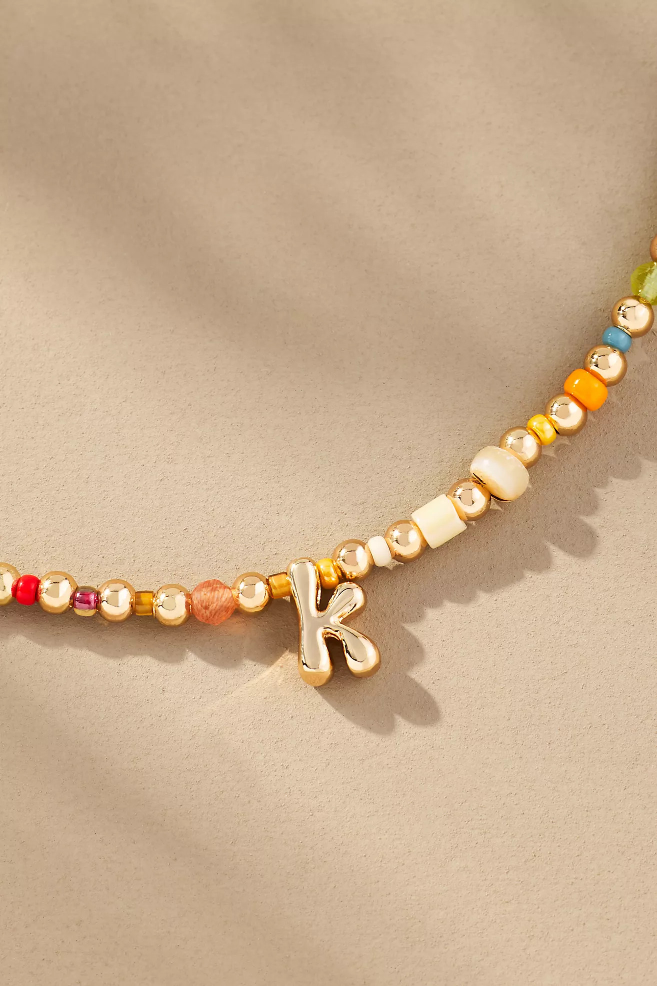 Beaded Bubble Letter Lowercase Monogram Necklace | Anthropologie (US)