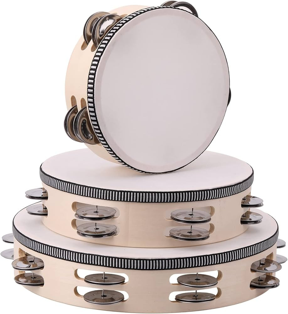3Pack Double Row Tambourine for Adults 6 Inch 8 Inch 10 Inch Wooden Tambourines Hand Held Drum Be... | Amazon (US)