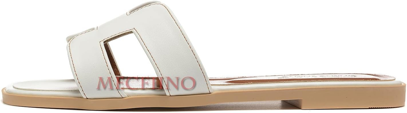 Mecfiino Womens Sandals Dressy Flat Sandals for Women Summer Leather Slide Sandals Comfortable Mu... | Amazon (US)