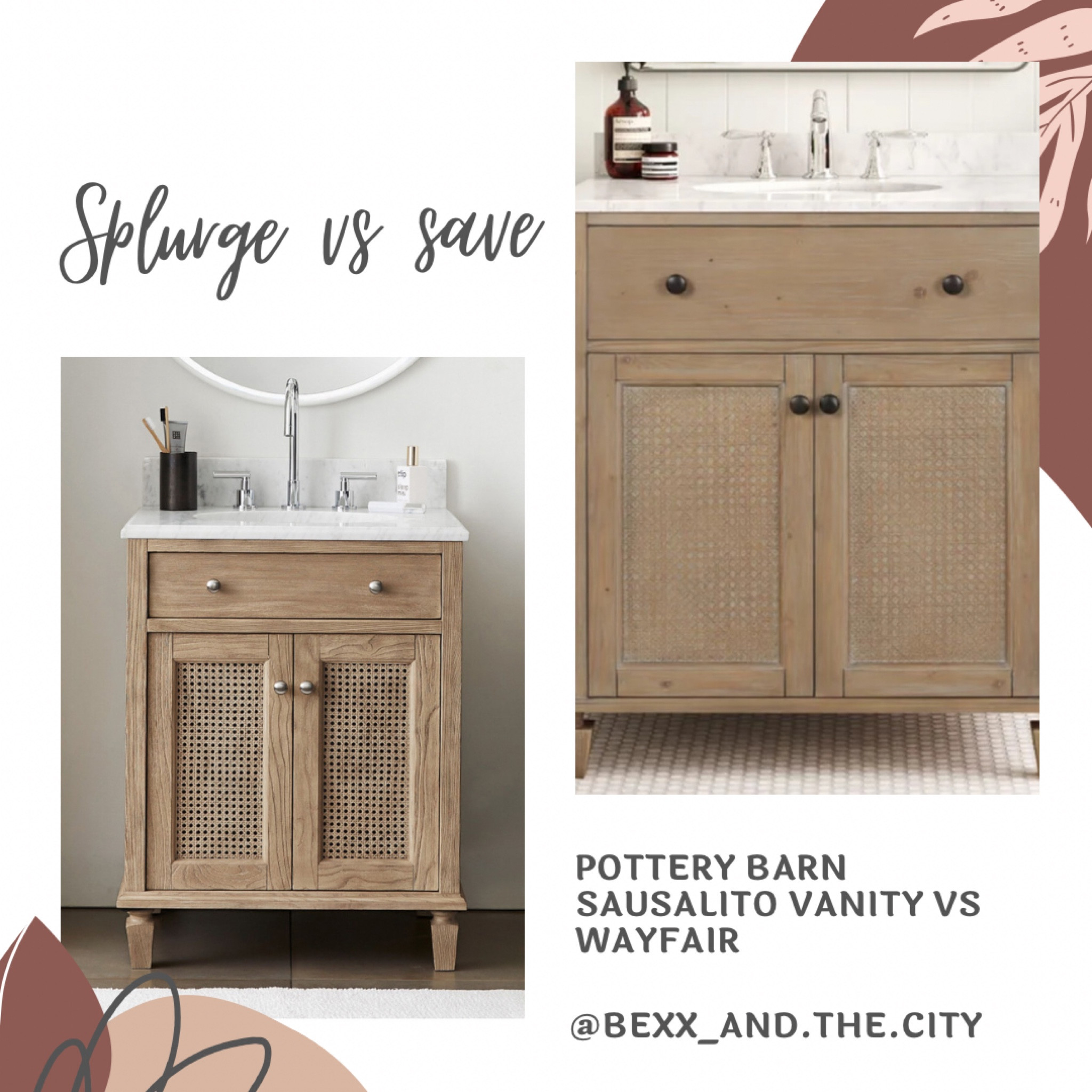 The popular Pottery Barn Sausalito vanity versus the HALF-PRICED dupe 🤩

#LTKhome