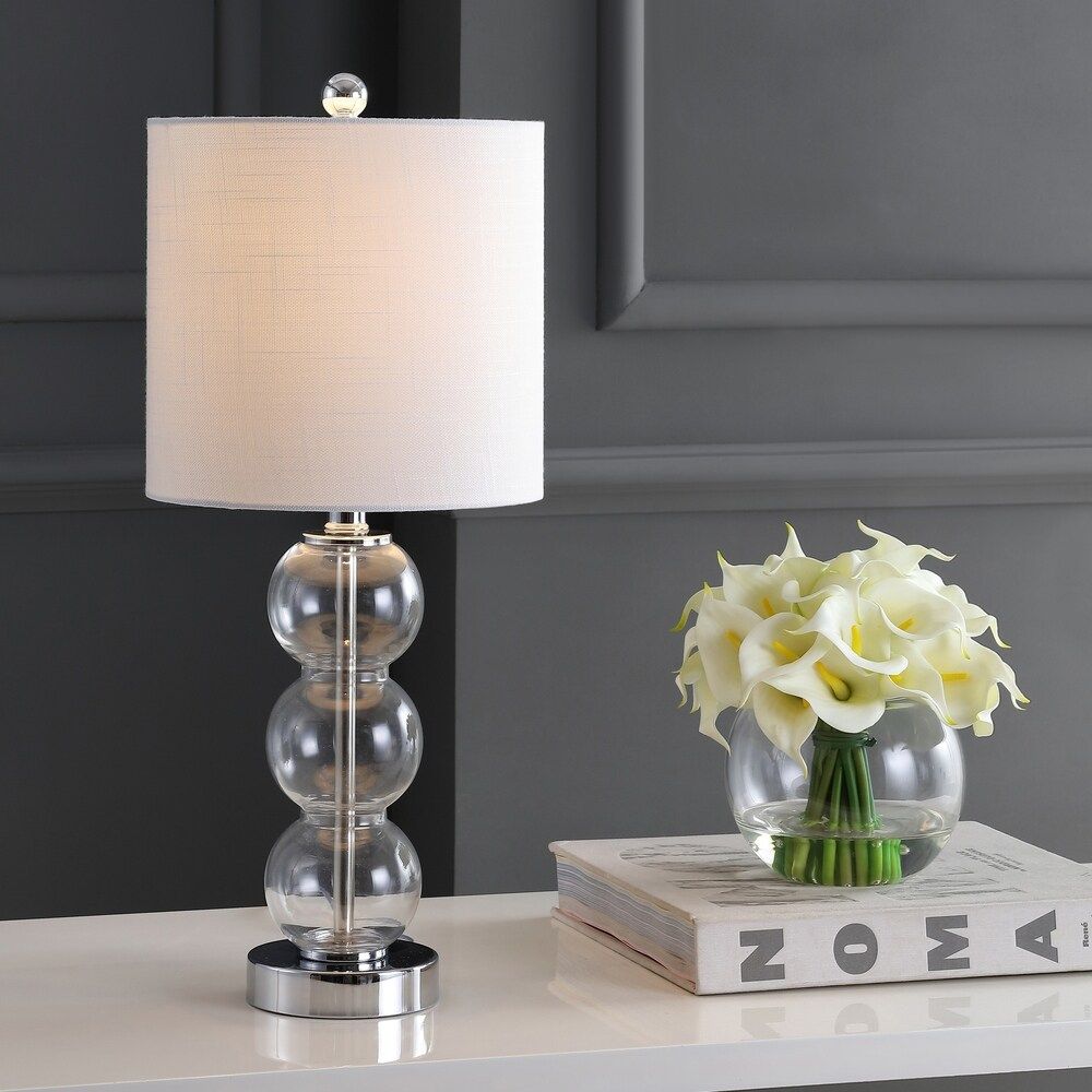 February 21" Glass/Metal LED Table Lamp, Clear/Chrome by JONATHAN Y (Clear/Silver) | Bed Bath & Beyond