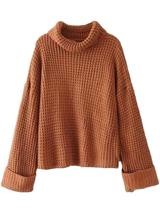 'Retta' Cognac Ribbed Cropped Turtleneck Sweater | Goodnight Macaroon