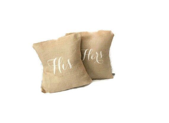 His And Hers Pillow - Couples Gift Set - Burlap Pillow Cover - Rustic Wedding Gift - His and Hers Gi | Etsy (US)