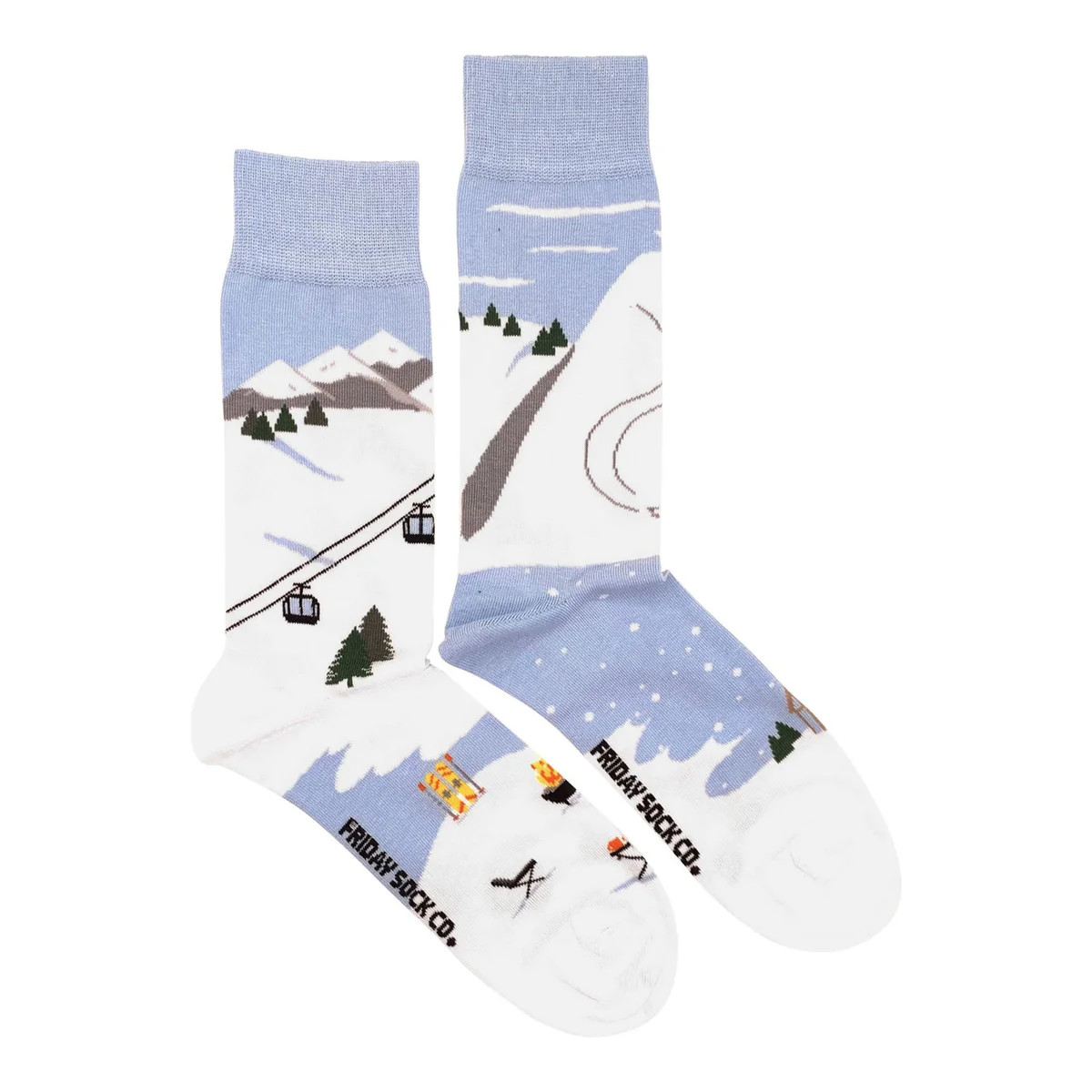 Mismatched Men's Socks in Ski Scene Print | The Addison West