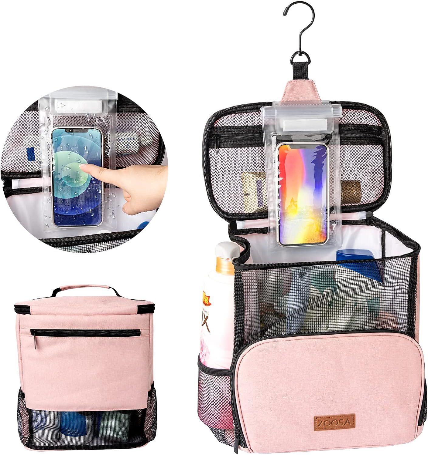 Shower Bag with Phone Holder for College Dorm, Hanging Portable Mesh Gym Shower Caddy for Women M... | Amazon (US)