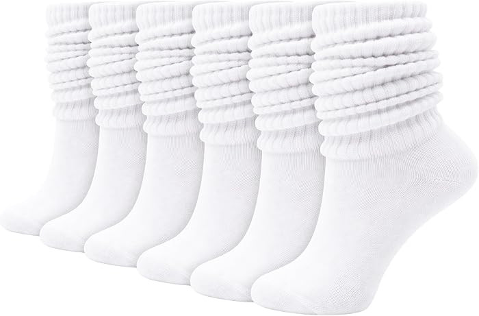 Winterlace Womens Slouch Scrunch Boot Socks, 6-Pairs Retro Cushioned Knee High Soft Knit Sock Gir... | Amazon (US)