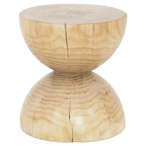Jamie Global Bazaar Natural Pine Wood Hourglass Side End Table | Kathy Kuo Home