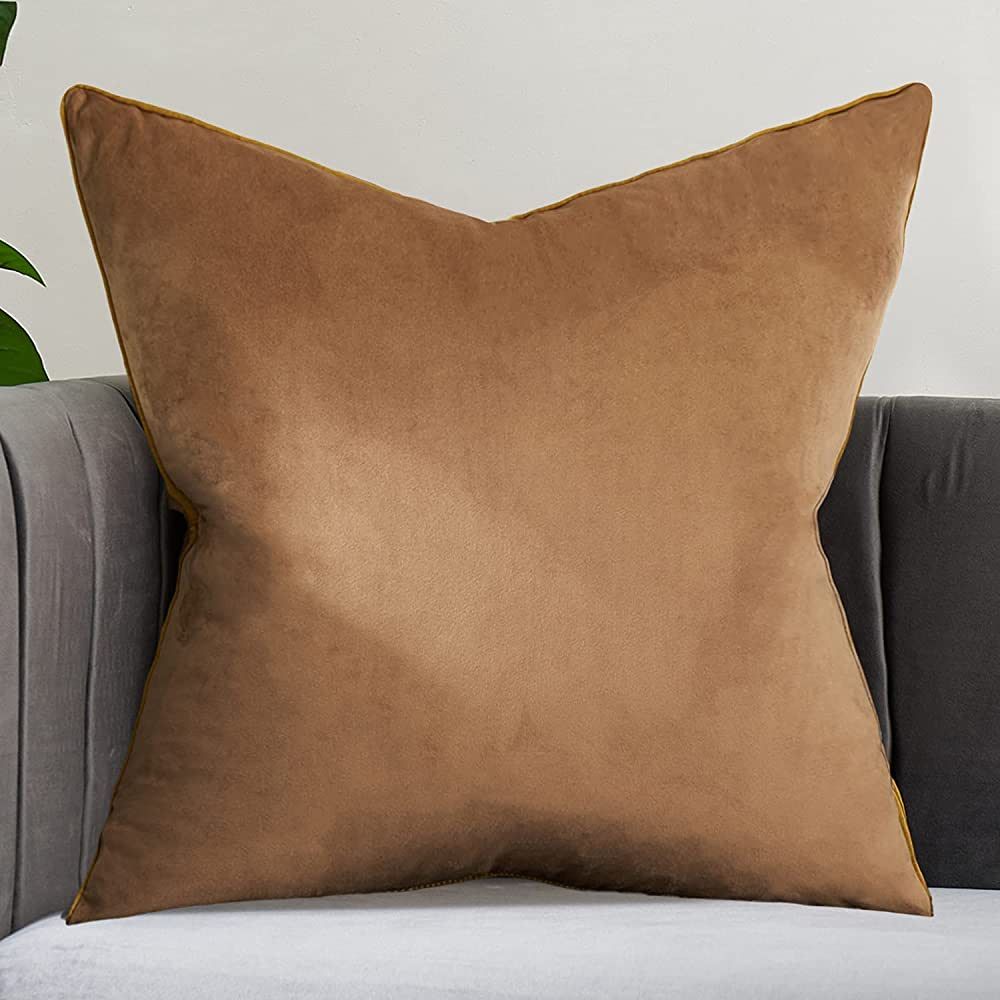 Avigers 20 x 20 Inches Brown Solid Cushion Case Luxury Modern Square Throw Pillow Cover Decorativ... | Amazon (US)