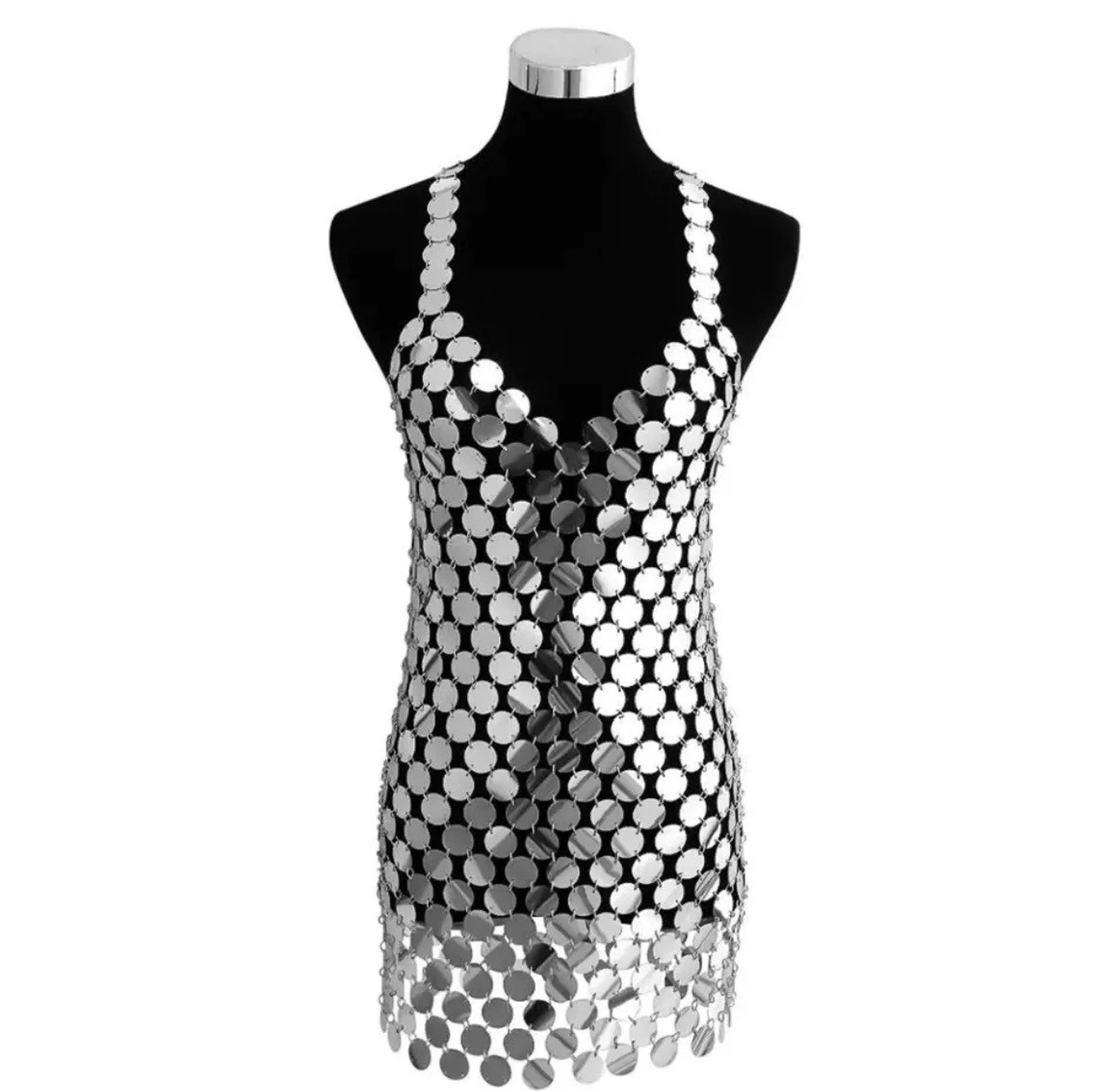 Shiny Mirror Circle Dress  Halloween Body Chain Sequin | Etsy | Etsy (US)
