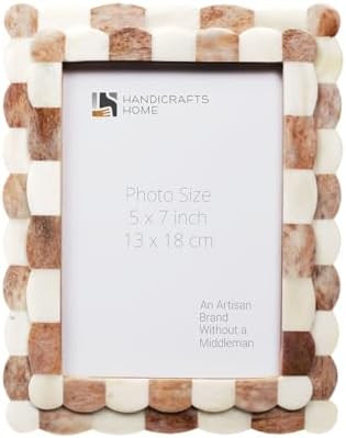 Handicrafts Home 4 by 6 Brown Picture Frame, Handmade Scallop pattern Bone inlay Photo Frame for ... | Amazon (US)