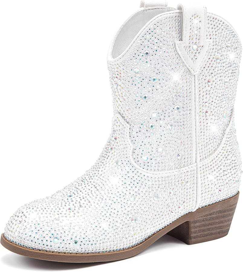 Motasha Cowgirl Boots for Girls Rhinestone Cowboy Boot Ankle Booties Sparkly Dress Toddler Little... | Amazon (US)