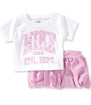Nike Baby Girls Short Sleeve Lace It Up Tee Bubble Hem Scooter 2-Piece Set - 12 Months | Dillard's