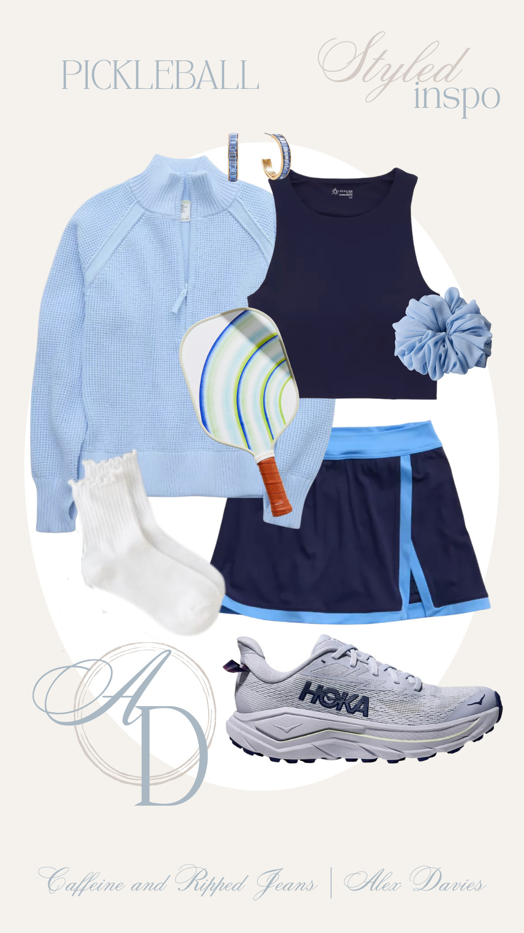 // pickleball outfit inspo // pickleball outfit // tennis outfit // matching set // hokas // blue set // pickleball paddle // large scrunchy // 

 #LTKgrwm #LTKfitnessgoals #LTKActive