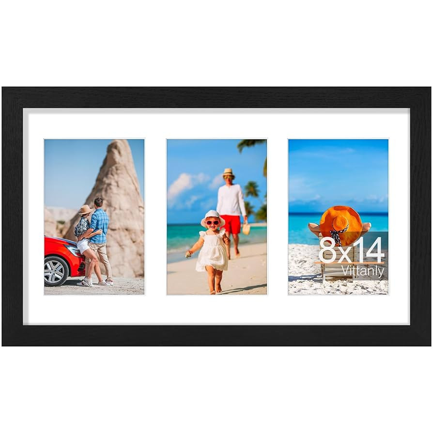 Vittanly 8x14 Picture Frames Collage, Displays 3Pcs 4x6 Pictures with Mat, Collage Picture Frame ... | Amazon (US)