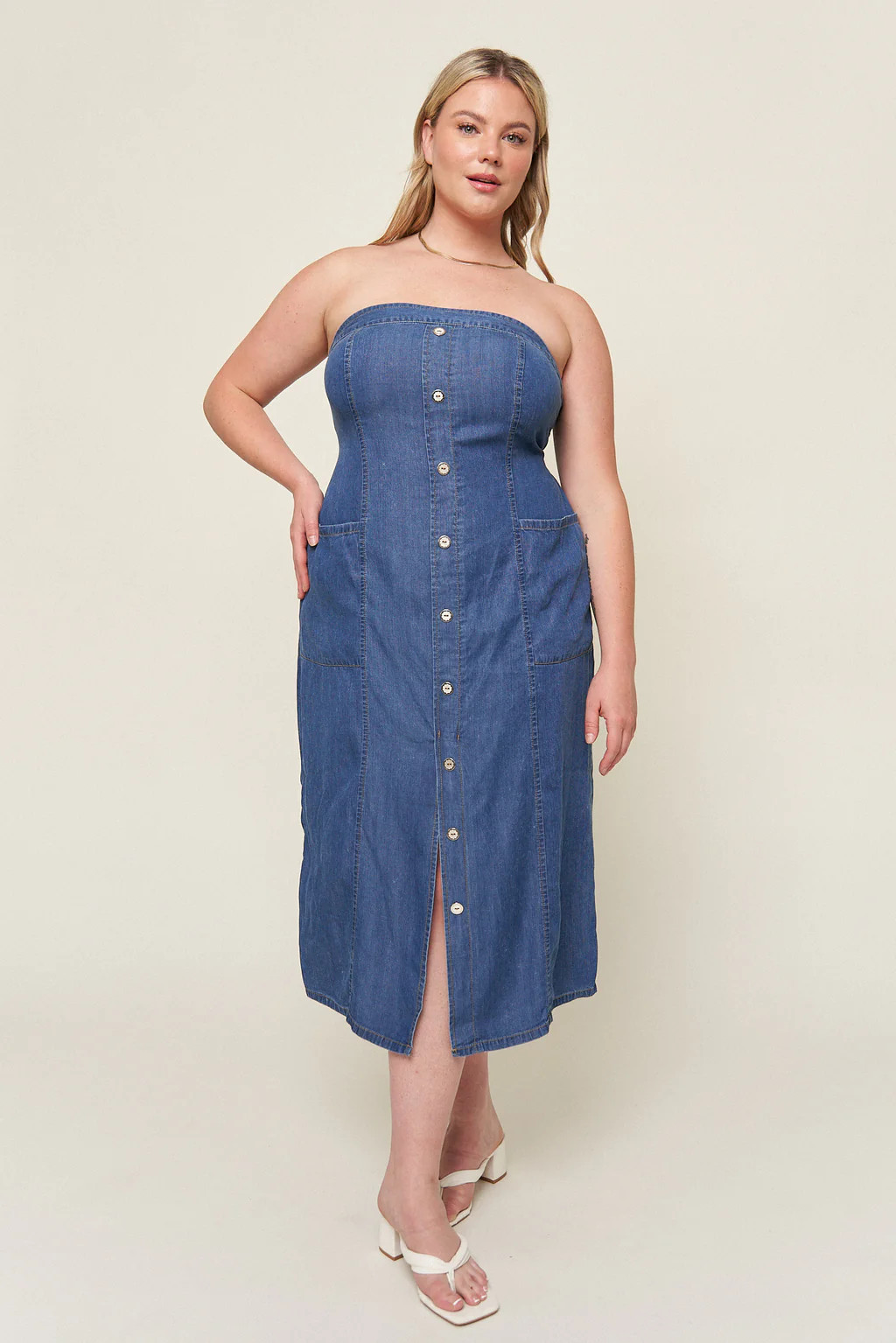 "Tahoma” Tencel Denim Bustier Dress | What Lo Wants