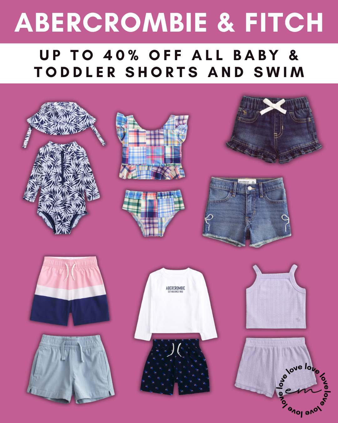 Getting little ones ready for sunny days? Abercrombie & Fitch baby and toddler shorts and swim are up to 40% off right now, and there are so many cute styles to choose from! Yu can find easy outfits, fun seasonal styles, and pieces they’ll be comfortable moving around in all day long! baby clothes, swimwear, kids fashion, toddler summer clothes 

 #LTKSwim #LTKBaby #LTKKids