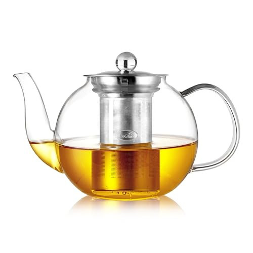 CNGLASS 600ml Glass Teapot with Removable Infuser,Clear Tea Kettle Stovetop Safe,Blooming and Loose Leaf Tea Maker | Amazon (US)