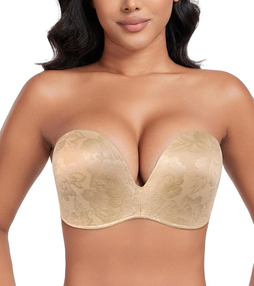 DotVol Women Hand Shape Custom Lift Invisible Wirefree Anti-Slip Strapless Push Up Bra | Amazon (US)