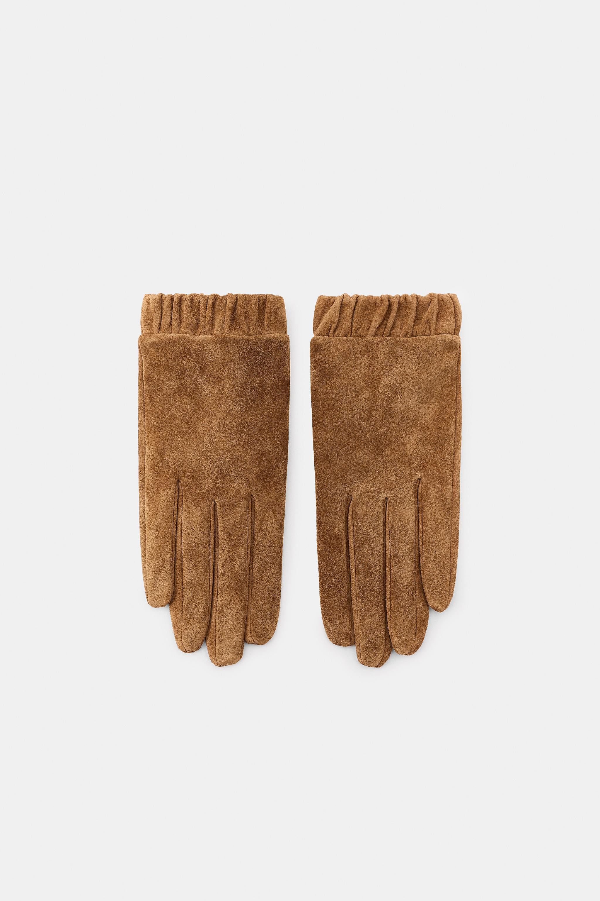 100% RUCHED SUEDE GLOVES | Zara US