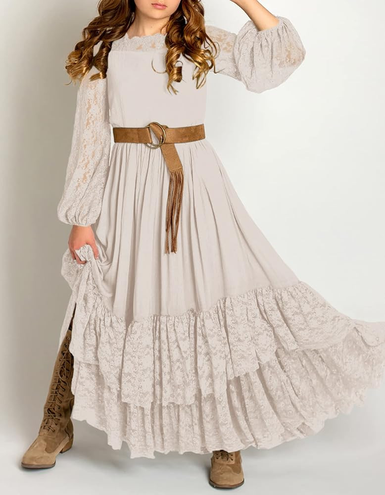 Girls Boho Long Sleeve Dress | Amazon (US)