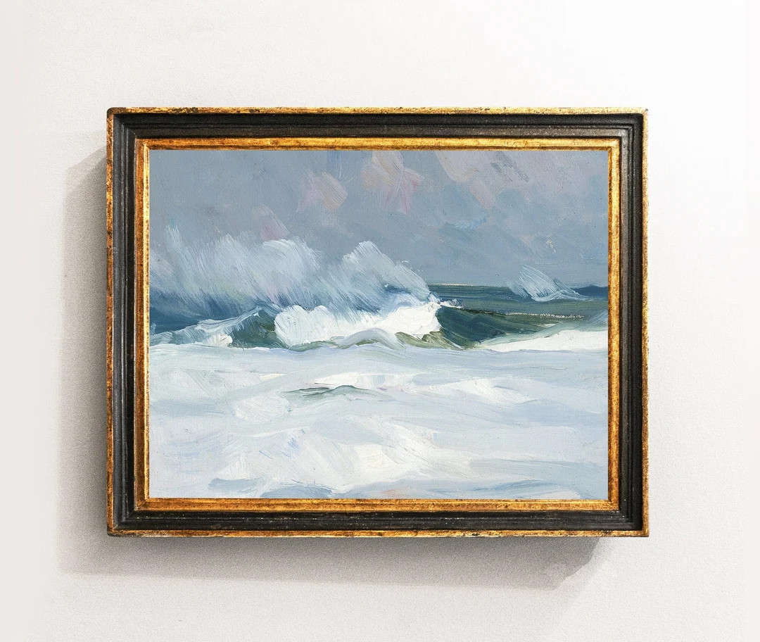 Seascape Painting, Sea Painting, Vintage Landscape, Nautical Decor, Vintage Art / P636 - Etsy | Etsy (US)