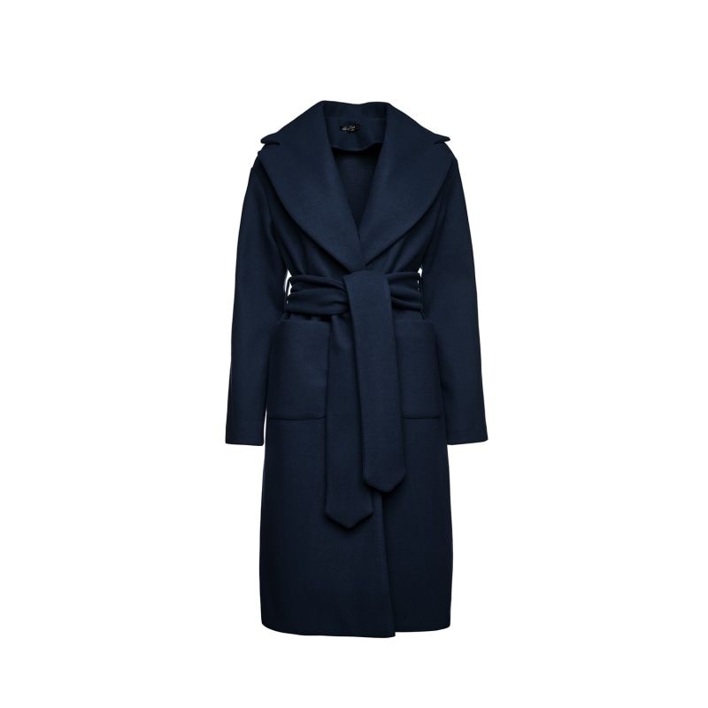 Long Navy Blue Mouflon Coat With … curated on LTK