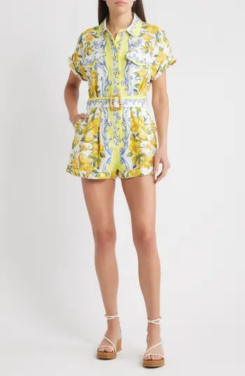 FARM Rio Sicily Linen Romper in Off-White at Nordstrom Rack, Size Xx-Small | Nordstrom Rack