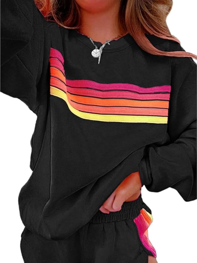 Sweatshirt For Women Loose Body-Covering Casual Suit For Women, Color-Blocked Long-Sleeved Two-Pi... | Amazon (US)