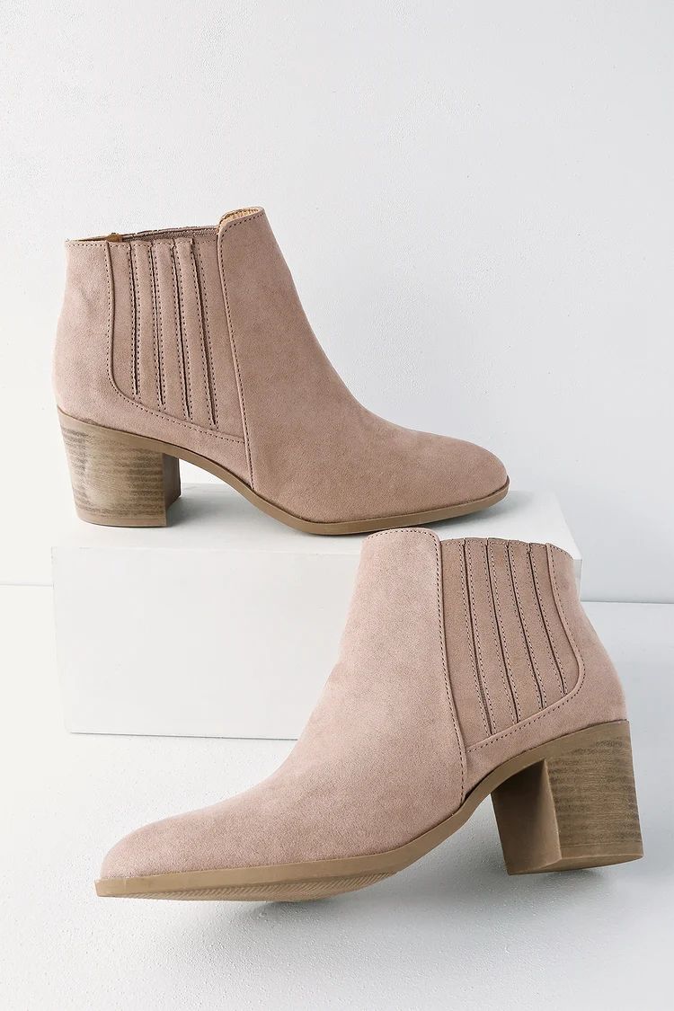 Shasta Taupe Suede Ankle Booties | Lulus (US)