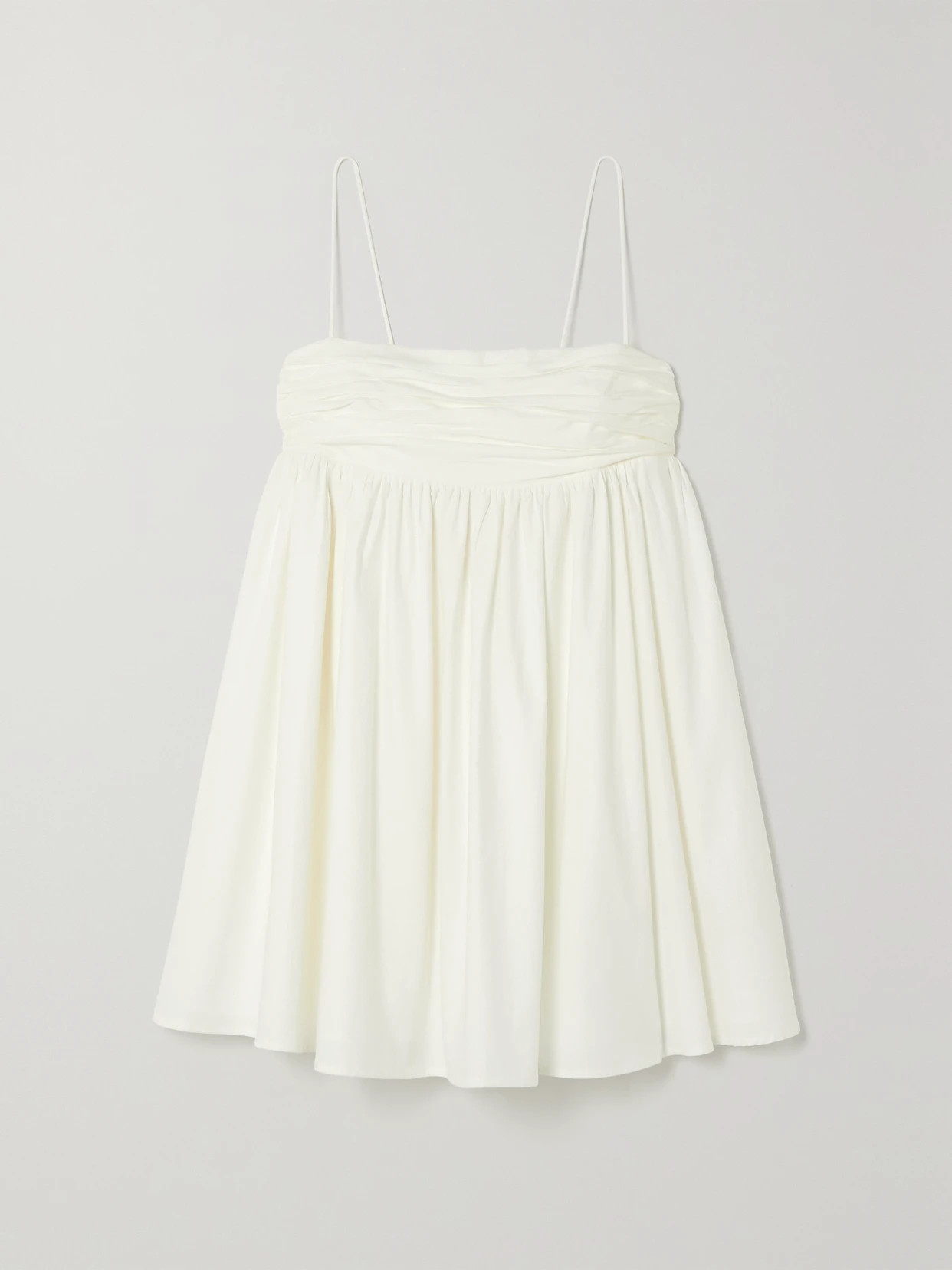 Reformation - Catarina Ruched Organic Cotton-blend Mini Dress - White | NET-A-PORTER (UK & EU)