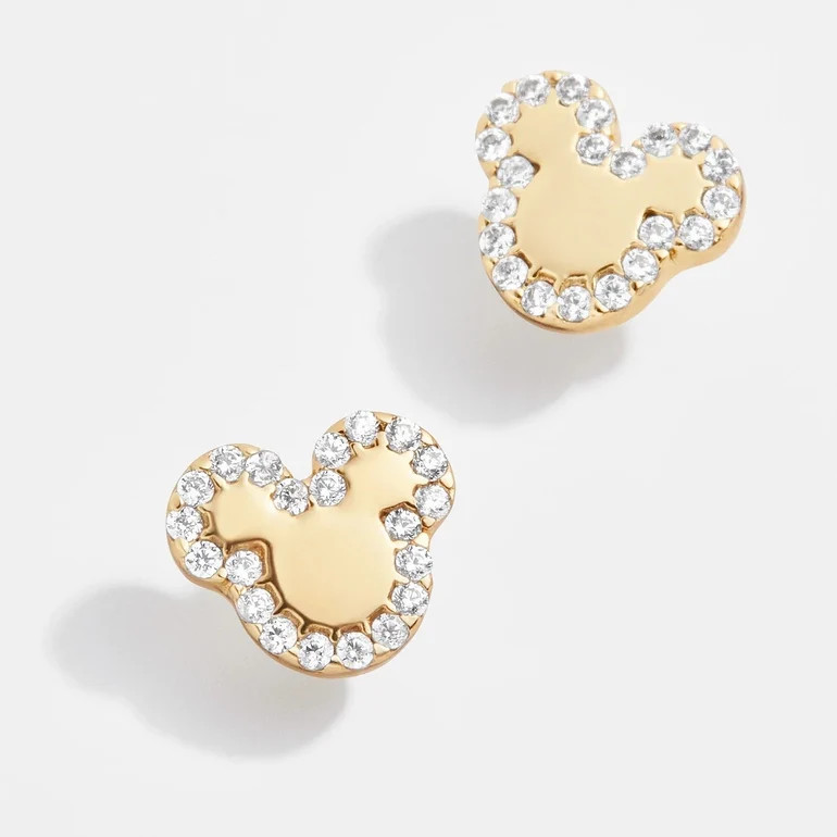 Disney 18K Gold Sterling Silver & Cubic Zirconia Studs - Gold/Pav\u00e9 | BaubleBar