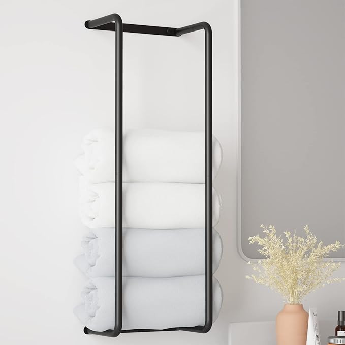Towel Rack for Bathroom, Wall Mounted Stainless Steel Bathroom Organizer, Bath Towel Holder Wall ... | Amazon (US)