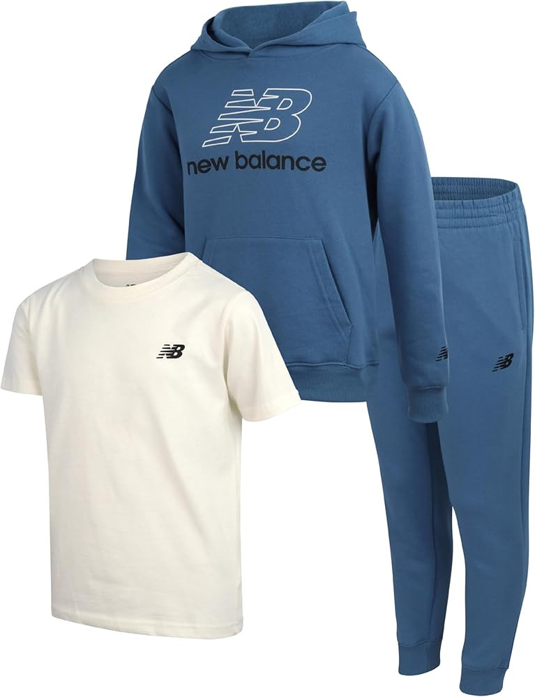 New Balance Boys' Joggers Set - 3 Piece Activewear: Pullover Hoodie, Jogger Sweatpants, and Graph... | Amazon (US)