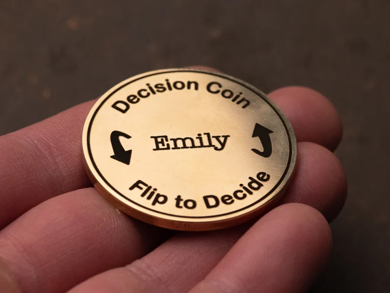Decision Coin - Custom Engraved Brass Coin - Couples Flip Coin - Gifts for Her/Him | Etsy (US)
