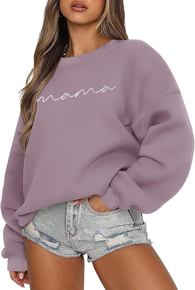 LOMON Crewneck Sweatshirt for Women Casual Oversized Pullover Hoodies Long Sleeve Fleece Tops Swe... | Amazon (US)