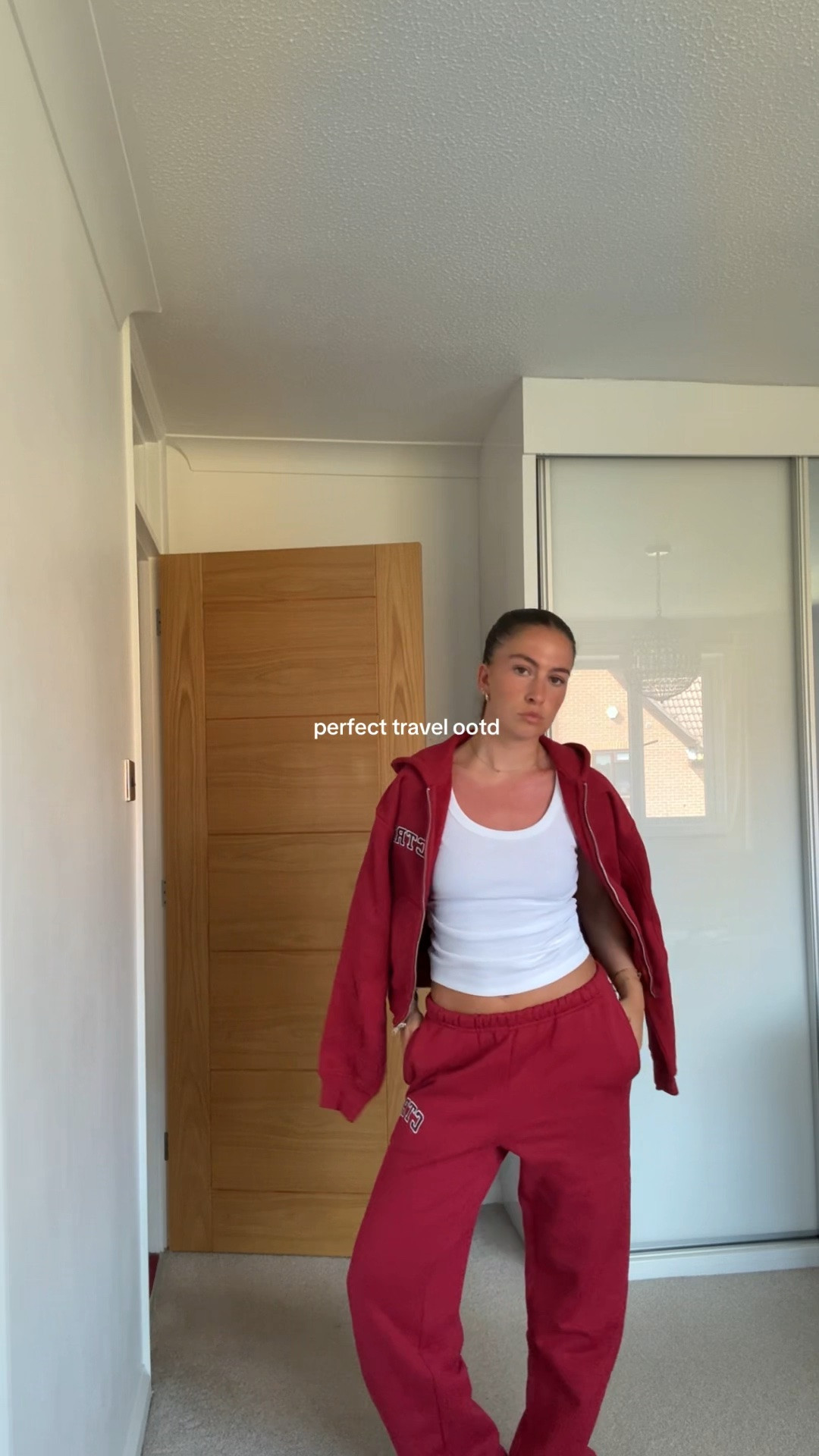 Travel outfit - red tracksuit - spring outfit - white vest - new in - comfy - summer outfit - travel - airport outfit

#LTKsummer #LTKspring