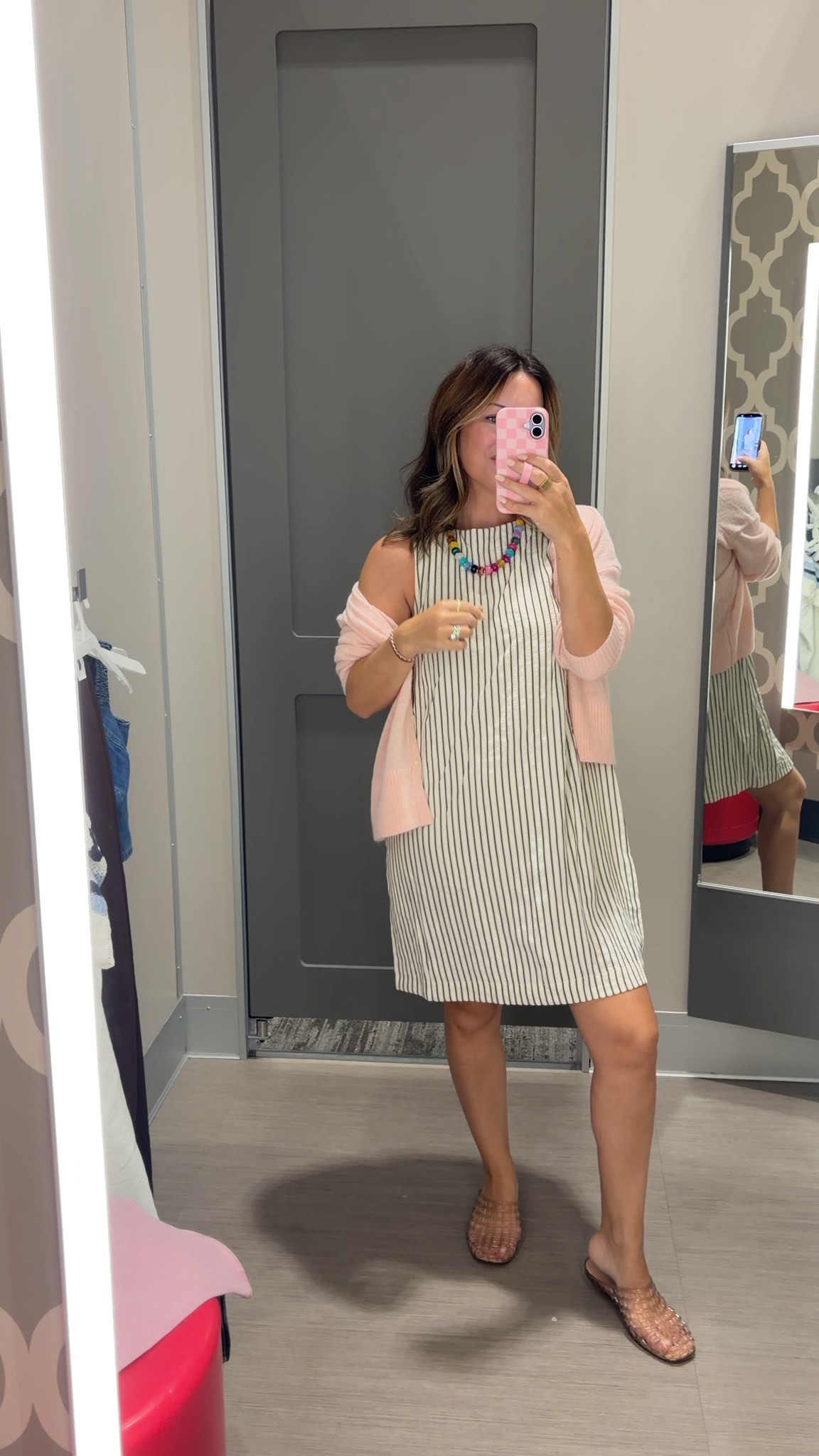 Florida fall dressing in a nutshell 🤍🍂 A breezy striped dress + the prettiest soft pink cardigan for when you want fall vibes without actually dressing for fall weather 😂 Easy, comfy & so cute for everyday.

#LTKSeasonal #LTKPetite #LTKWorkwear