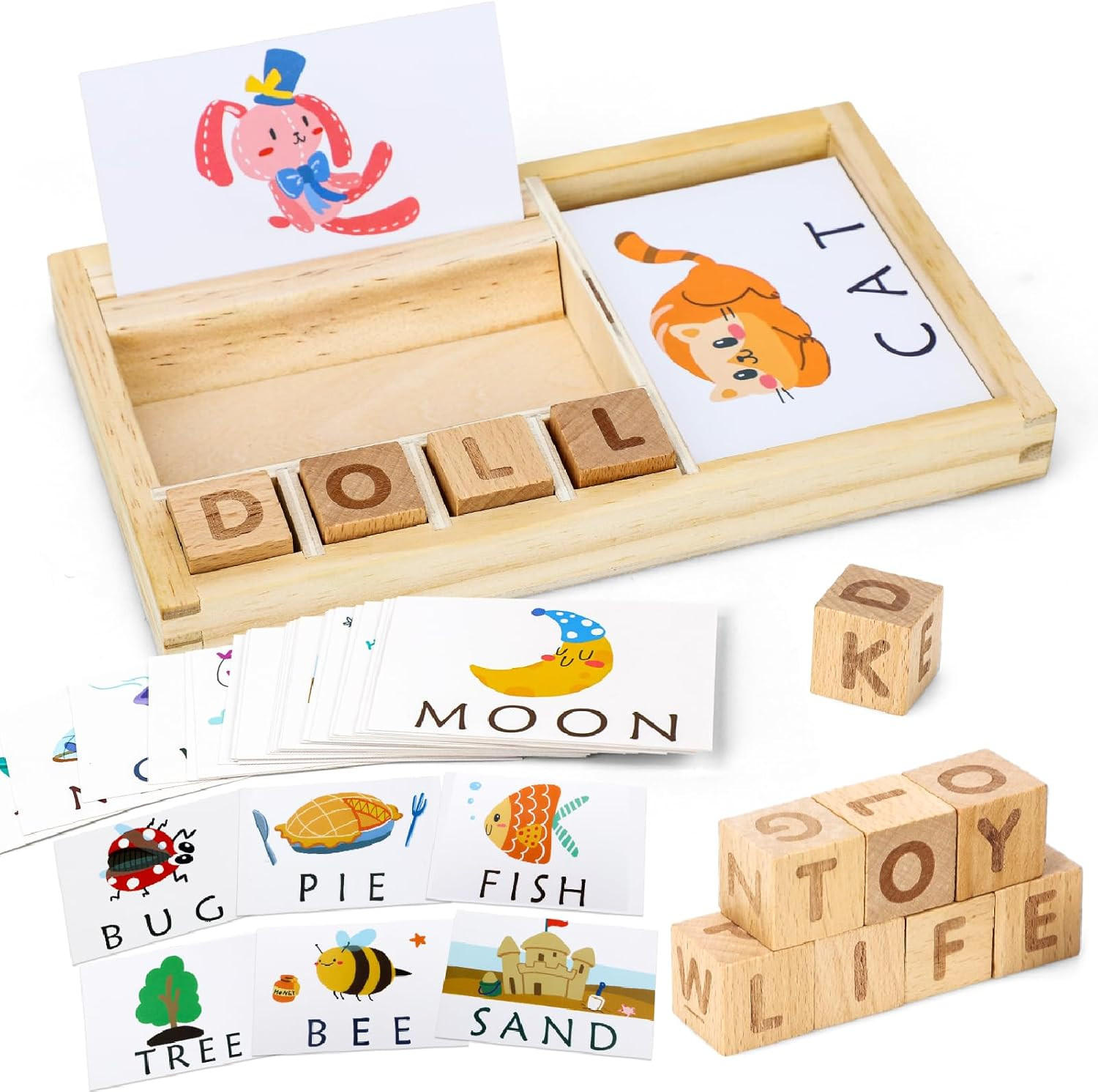 TOY Life Montessori Toys for 3-5 Year Old, Baby Alphabet Sight Words Flash Cards for Toddler, Rea... | Amazon (US)