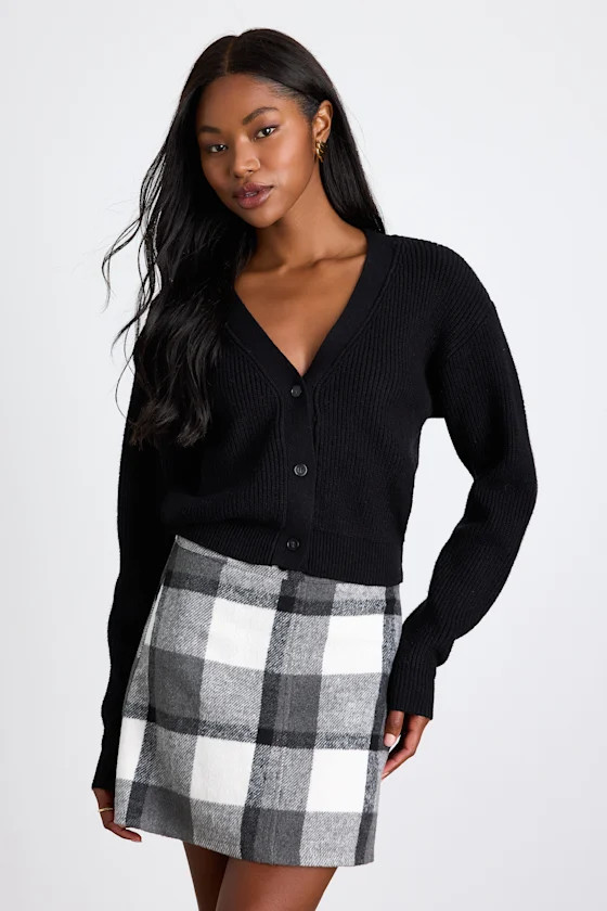 Mad For Plaid White and Grey Plaid Mini Skirt | Lulus
