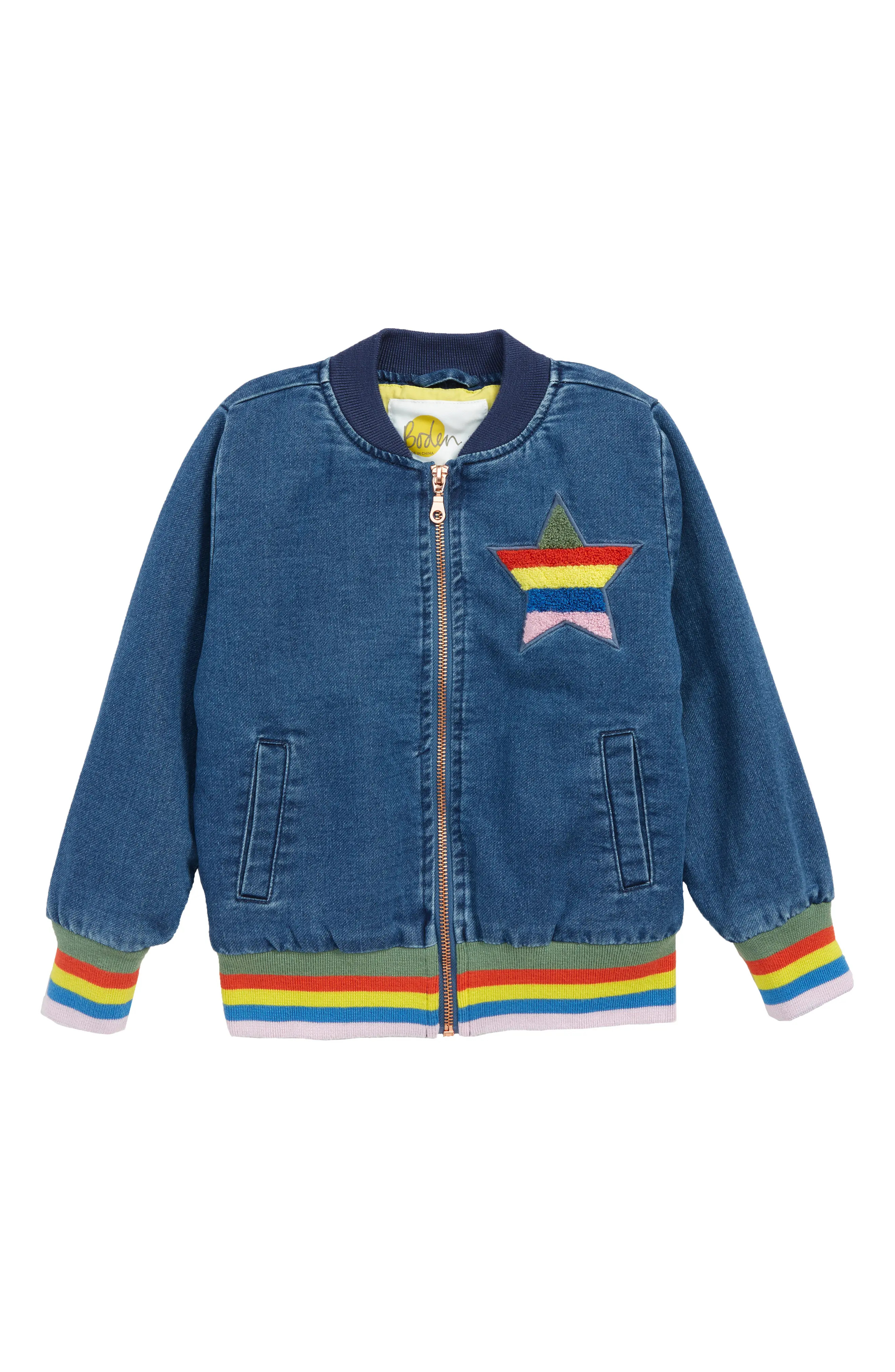 Mini Boden Denim Bomber Jacket (Little Girls & Big Girls) | Nordstrom