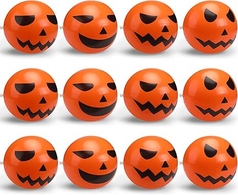 Wettarn 12 Pcs Halloween Pumpkin Beach Balls - Inflatable Plastic Jack O Lantern Party Decoration... | Amazon (US)