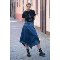 Upcycled Asymmetrical Denim Skirt/ Blue Jean Made By Recycling Old Jeans/ Jeans - New Piece | Etsy (US)