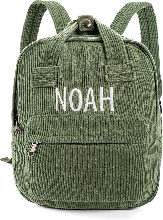 MT WORLD Small Backpack Purse - Personalized Corduroy Backpack with Embroidered Name - Mini Diape... | Amazon (US)
