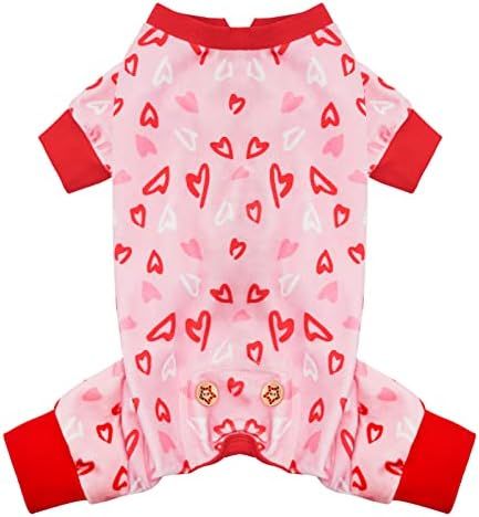 KYEESE Dog Pajamas Valentine's Day for Small Medium Dogs Pink Hearts Dog Pjs Onesie Stretchable Soft | Amazon (US)