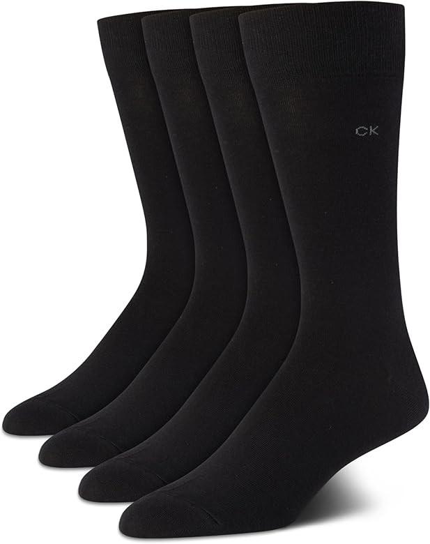 Calvin Klein Men's Dress Socks - Cotton Blend Crew Patterned Socks (4 Pack) | Amazon (US)