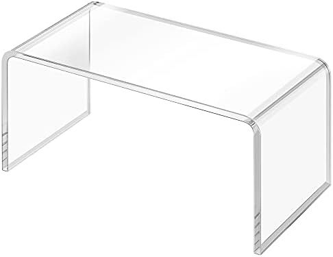 Elavain Clear Side Table & Small Coffee Table, Stylish Sofa Table with Rounded Edges, Acrylic Waterf | Amazon (US)